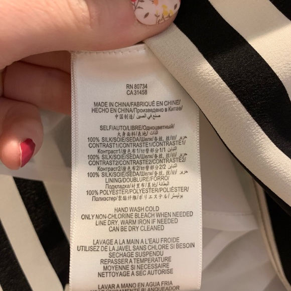 Classic black and white striped silk blouse - Picture 6 of 6